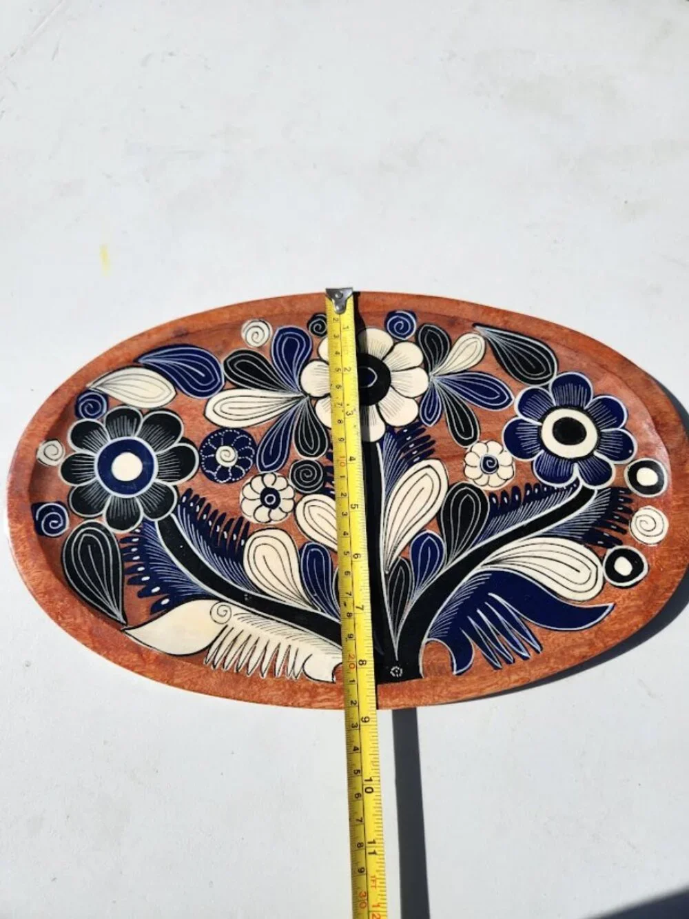Mexican Folk Art Lacquerware Bateas Tray Decor Mexico Artist Signed Floral Moti
